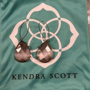Kendra Scott Slate Cat's Eye Gray Allison Teardrop Gold Tone Earrings Rare